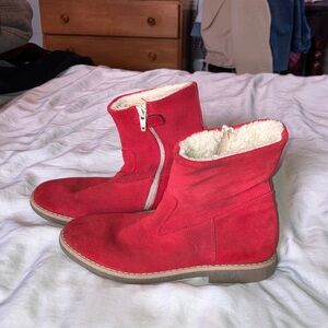 Little Eric Red Suede Ankle Boots with Side Zip